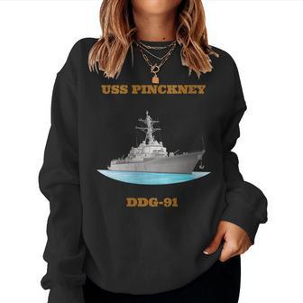 Womens Uss Pinckney Ddg-91 Navy Sailor Veteran Gift Women Crewneck Graphic Sweatshirt - Seseable