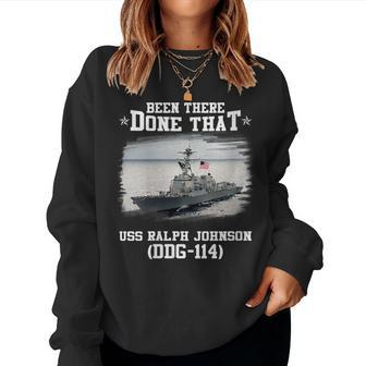 Womens Uss Ralph Johnson Ddg-114 Destroyer Class Veteran Father Day Women Crewneck Graphic Sweatshirt - Seseable