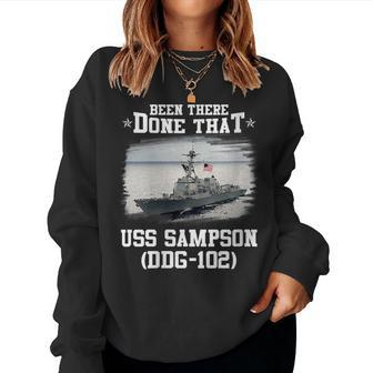 Womens Uss Sampson Ddg-102 Destroyer Class Veterans Day Father Day Women Crewneck Graphic Sweatshirt - Seseable
