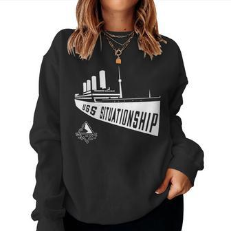 Womens Uss Situationship Complicated Relationship Gift Friendship Women Crewneck Graphic Sweatshirt - Seseable