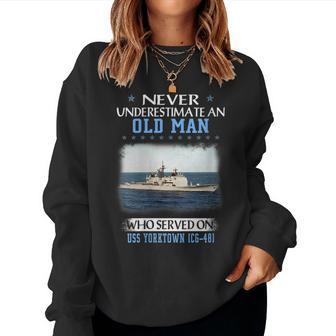Womens Uss Yorktown Cg-48 Ticonderoga Class Cruiser Father Day Women Crewneck Graphic Sweatshirt - Seseable