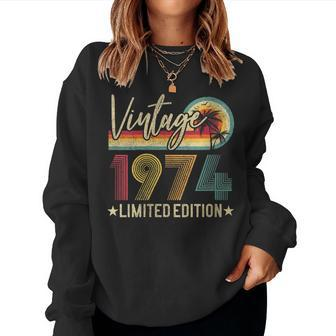 Womens Vintage 1974 49Th Birthday 49 Years Old Limited Edition Women Crewneck Graphic Sweatshirt - Seseable