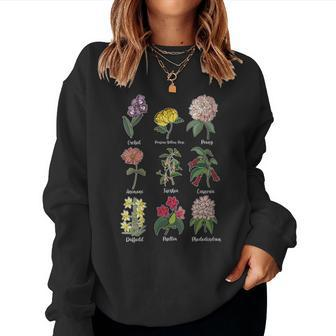 Womens Vintage Inspired Flower Botanical Plant Nature Garden Green Women Crewneck Graphic Sweatshirt - Seseable