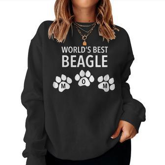Worlds Best Beagle Mom T  With Paw Design Effect Women Crewneck Graphic Sweatshirt