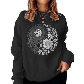 Yin Yang Lotus Mandala Graphic For Men Women Boys Girls Women Sweatshirt | Mazezy