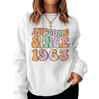 60 Year Old Awesome Since 1963 60Th Birthday Gifts For Women V2 Women Crewneck Graphic Sweatshirt - Seseable