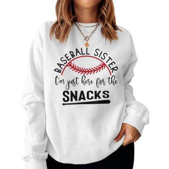 Baseball Sister Im Just Here For The Snacks Retro Baseball Sweatshirt | Mazezy