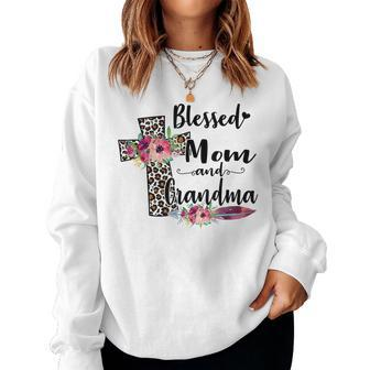 Blessed To Be Called Mom Grandma Leopard Cross Women Sweatshirt | Mazezy