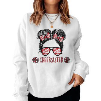 Cheer Sister Red Hair Bow Girl Sweatshirt | Mazezy