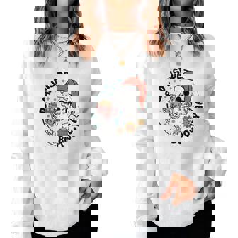 Christmas Skeleton Dead Inside But Jolly Holiday Women Crewneck Graphic Sweatshirt - Thegiftio