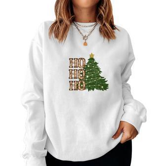 Christmas Tree Ho Ho Ho Women Crewneck Graphic Sweatshirt