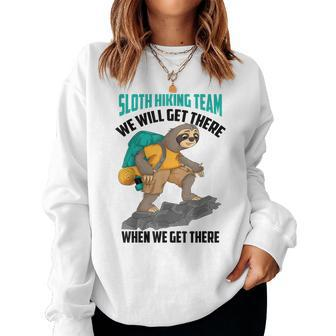 Cool Sloth Hiking Team Lazy Backpacking Squad Women Sweatshirt | Mazezy CA