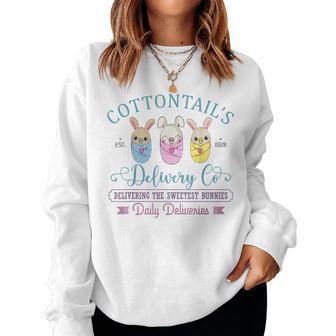 Cottontails Delivery Co Easter Day Cute Bunny L&D Nurse Women Sweatshirt | Mazezy