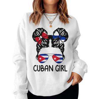Cuban Girl Messy Hair Cuba Pride Roots Patriotic Womens Kids Women Sweatshirt | Mazezy