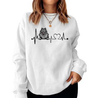 Cute Keeshond Mom Mama Lovers Owner Heartbeat Women Sweatshirt | Mazezy