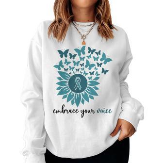 Embrace Your Voice Sexual Assault Awareness Sunflower Ribbon Women Sweatshirt | Mazezy