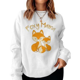 Foxy Mama Cute Fox Animal Lover Women Mom Mothers Day Gift Women Crewneck Graphic Sweatshirt - Seseable