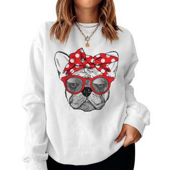 French Bulldog Dog Mom Bandana Sunglasses Women Sweatshirt | Mazezy