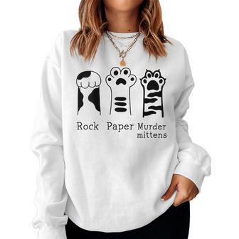 Funny Cat Paws Rock Paper Scissors Gift For Womens Women Crewneck Graphic Sweatshirt - Thegiftio UK