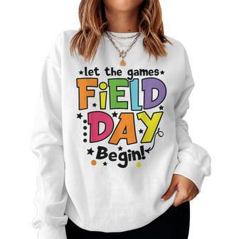 Funny Field Day 2023 Let The Games Begin Teacher Students Women Crewneck Graphic Sweatshirt - Thegiftio UK