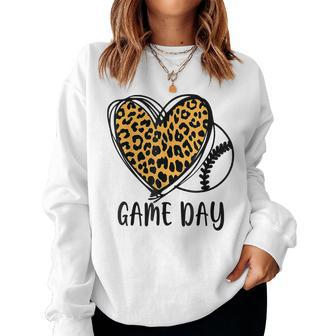 Game Day Baseball Life Softball Life Leopard Mom Women Sweatshirt | Mazezy