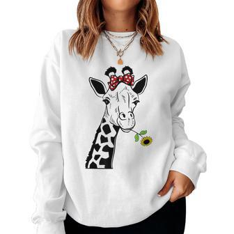 Giraffe With Sunflower Women Sweatshirt | Mazezy