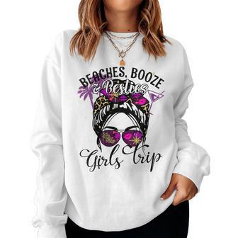 Womens Girls Trip 2023 Best Friend Beaches Booze And Besties Women Sweatshirt | Mazezy