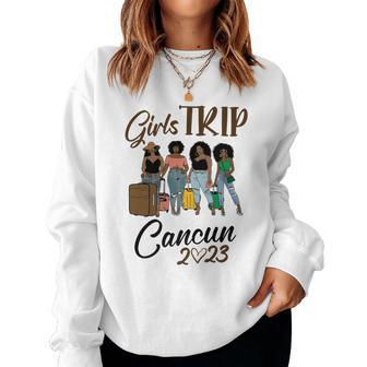 Girls Trip Cancun 2023 For Womens Weekend Birthday Squad Women Crewneck Graphic Sweatshirt - Thegiftio UK