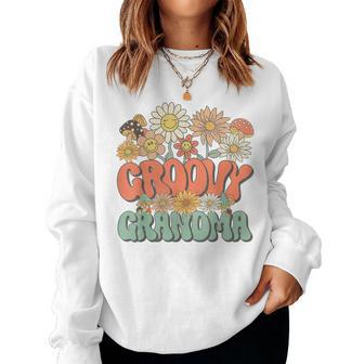 Groovy Grandma Floral Hippie Retro Daisy Flower Women Sweatshirt | Mazezy