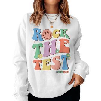 Groovy Test Day Teacher Testing Day Exam End Of Year Women Sweatshirt | Mazezy