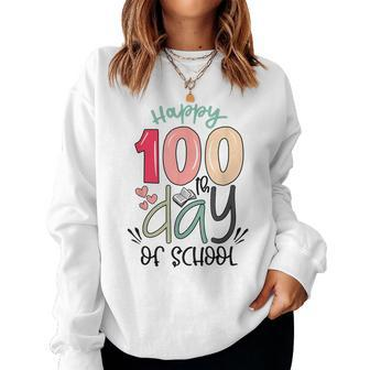 Happy 100Th Day Of School Teachers Kids Child Happy 100 Days  V3 Women Crewneck Graphic Sweatshirt