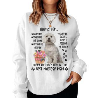 Happy Mothers Day 2021 Maltese Mom Dog Lover Women Crewneck Graphic Sweatshirt - Thegiftio UK