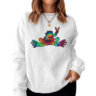 Hippie Hawaiian Peace Frog Tie Dye Boys Women Women Sweatshirt | Mazezy