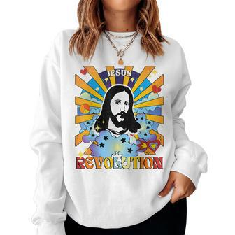Jesus-Revolution Groovy Hippie 60S 70S Retro Rainbow Vintage Women Sweatshirt | Mazezy