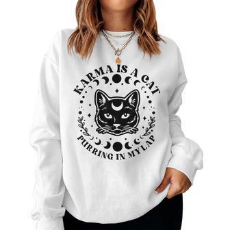 Karma Is A Cat Purring In My Lap Celestial Women Sweatshirt | Mazezy