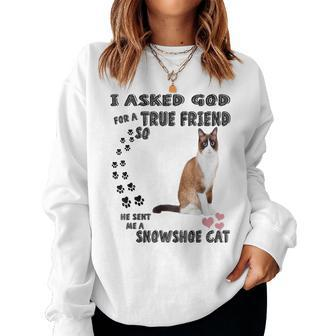 Kawaii Kitten Quote Mom Dad Lover Print Cute Snowshoe Cat Women Sweatshirt | Mazezy