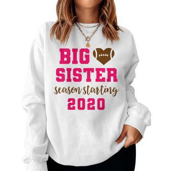 Kids Big Sister Football Pregnancy Announcement Fall Women Sweatshirt | Mazezy