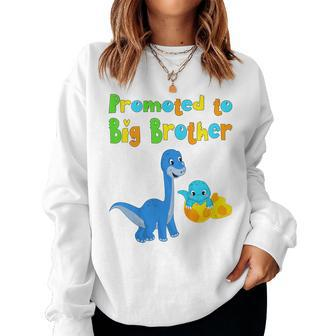Kids I Become Big Brother Dino 2022 Birth Brother Sister Women Crewneck Graphic Sweatshirt - Seseable