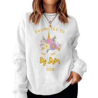 Kids Promoted To Big Sister 2020 Unicorn Face Women Sweatshirt | Mazezy