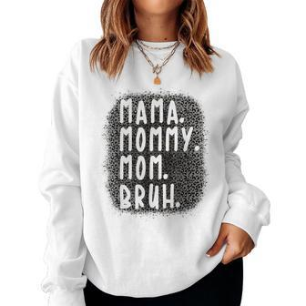 Ma Mama Mom Bruh Leopard Gray Pattern Women Crewneck Graphic Sweatshirt - Thegiftio UK