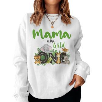 Mama Of The Wild One Zoo Birthday Safari Jungle Animal Mom Women Sweatshirt | Mazezy