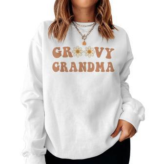 Matching Grandpa And Grandma Groovy Grandma Happy Face Women Sweatshirt | Mazezy