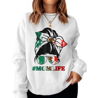 Mom Life Messy Bun Mexican Flag Cinco De Mayo Women Sweatshirt | Mazezy