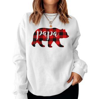Papa Bear Christmas Plaid Family Matching Pajama Father Women Sweatshirt | Mazezy