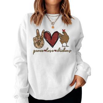 Peace Love Chicken Gold Glitter For Chicken Lover Farmer Women Sweatshirt | Mazezy