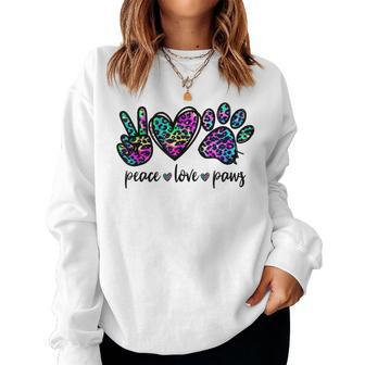 Peace Love Dogs Paws Tie Dye Rainbow Animal Rescue Womens Women Crewneck Graphic Sweatshirt - Seseable