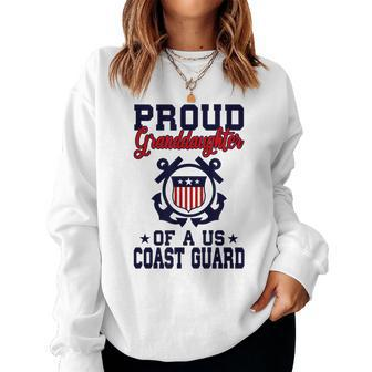 Proud Us Coast Guard Granddaughter Women Crewneck Graphic Sweatshirt - Seseable