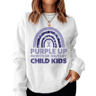 Purple Up Month Of Military Child Kids For Women Men Kid Women Crewneck Graphic Sweatshirt - Seseable