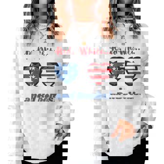 Red White And Boobs Fun Patriotic 4Th Of July Design Gift For Womens Women Crewneck Graphic Sweatshirt - Thegiftio UK