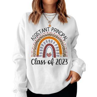 Retired Assistant Principal Class Of 2023 Leopard Rainbow Women Crewneck Graphic Sweatshirt - Seseable